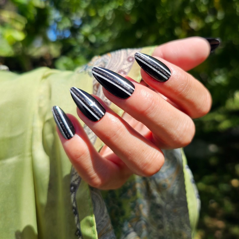 Faden Nail-Art Schwarz Glitter
