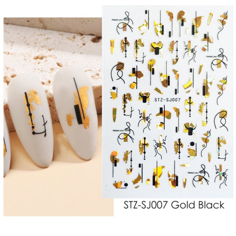 Stickers Linien Golden / Schwarz SJ007