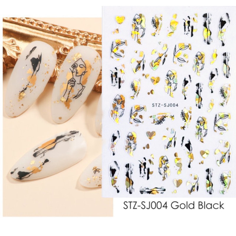 Stickers Gesicht Golden / Schwarz SJ004