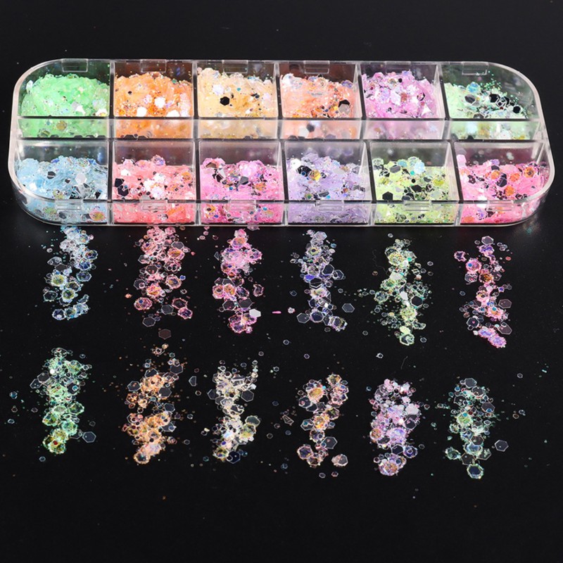 Boîte de paillettes brillantes pastel