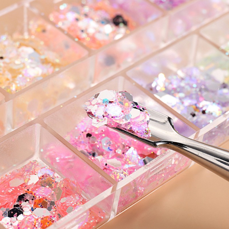 Boîte de paillettes brillantes pastel