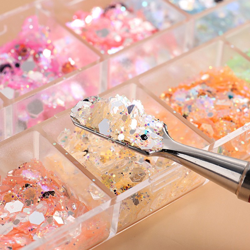 Boîte de paillettes brillantes pastel