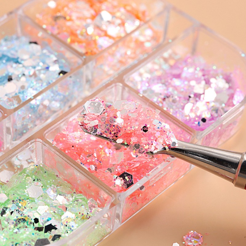 Boîte de paillettes brillantes pastel