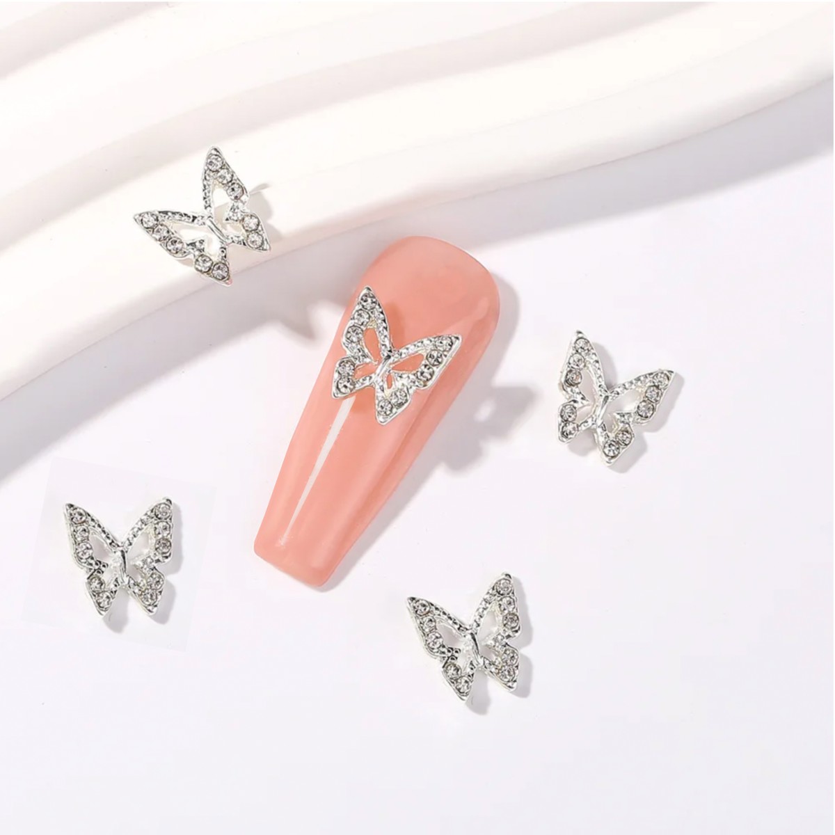 Bijoux 3D Papillon Strass Argenté