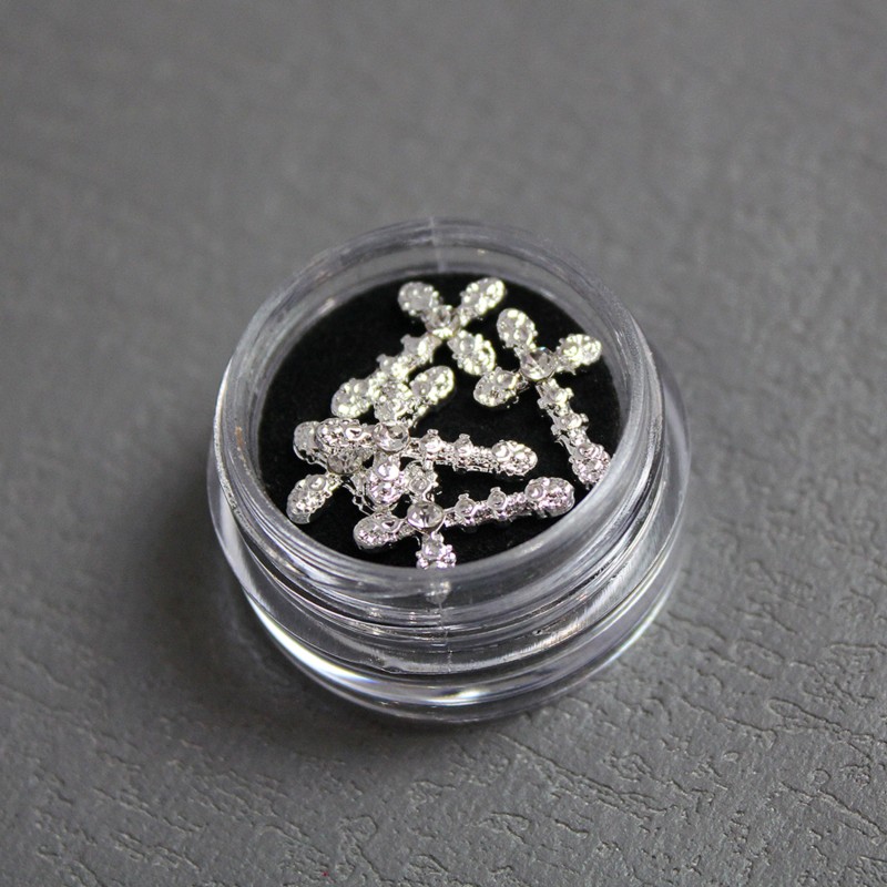 Bijoux 3D Croix Argentée Strass