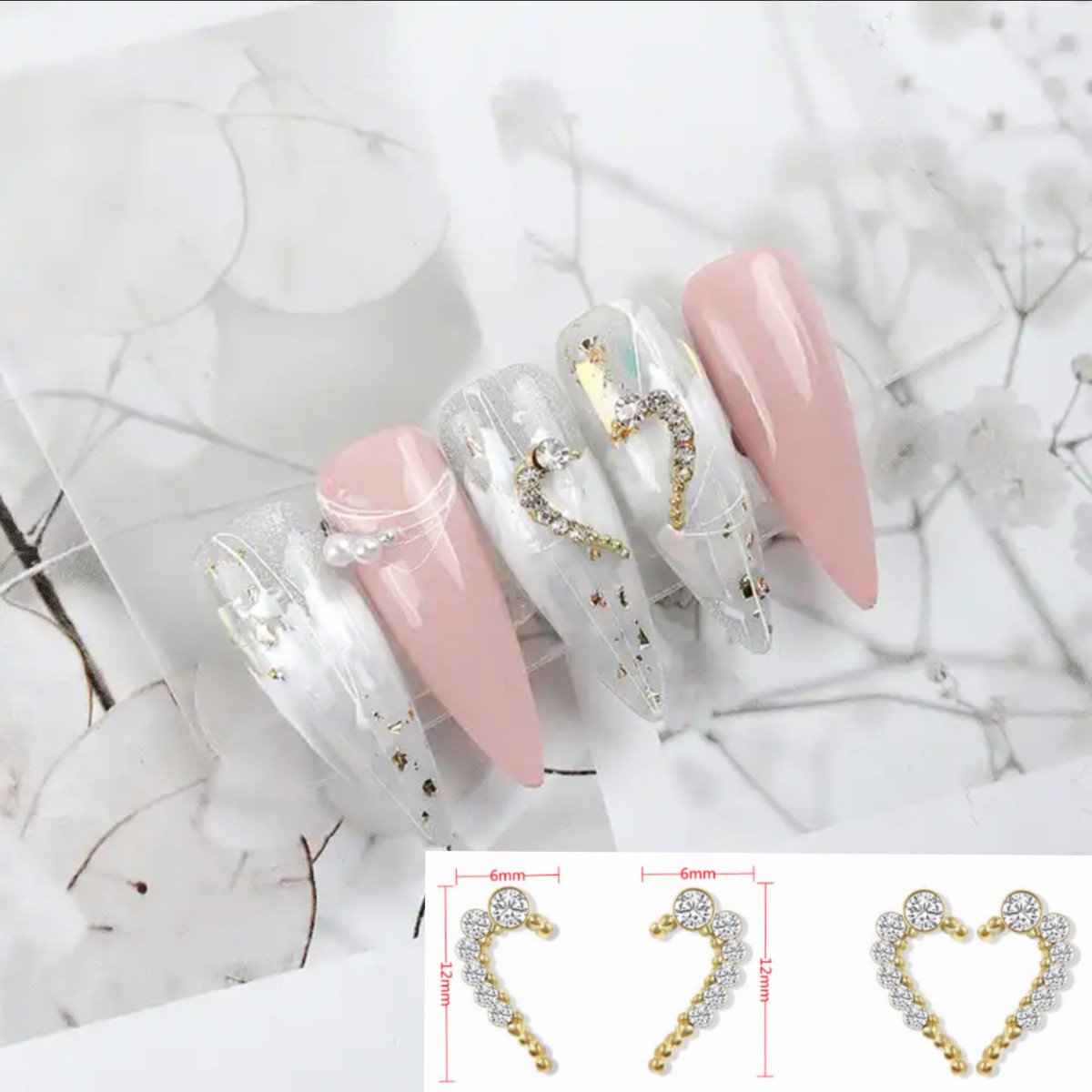 Bijoux 3D Demi-Coeur Strass