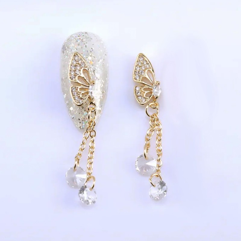 Bijoux 3D Papillon Strass Pendentif