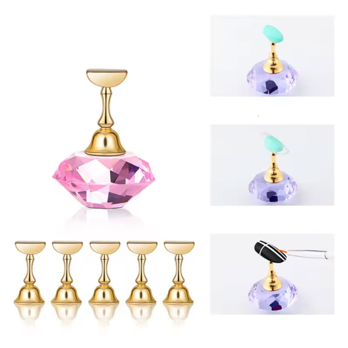 Support Magnétique Nail-Art en Cristal Arc-en-ciel