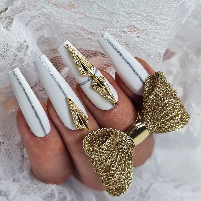 3D Schmuck Pfeilspitze Strass Gold