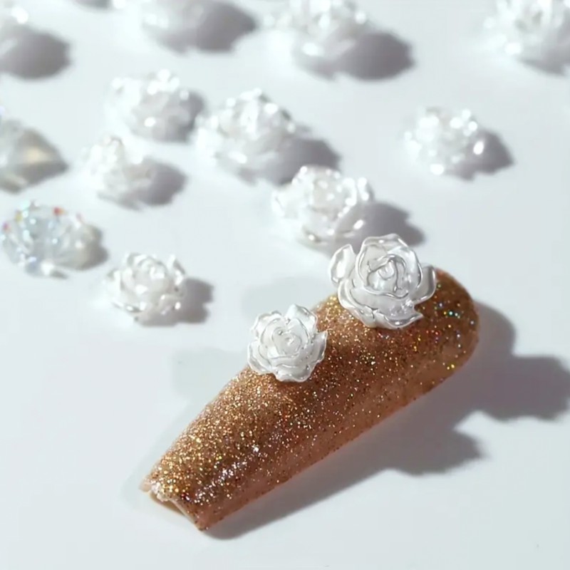 Boîte de Fleurs 3D Blanche et Transparente Irisée