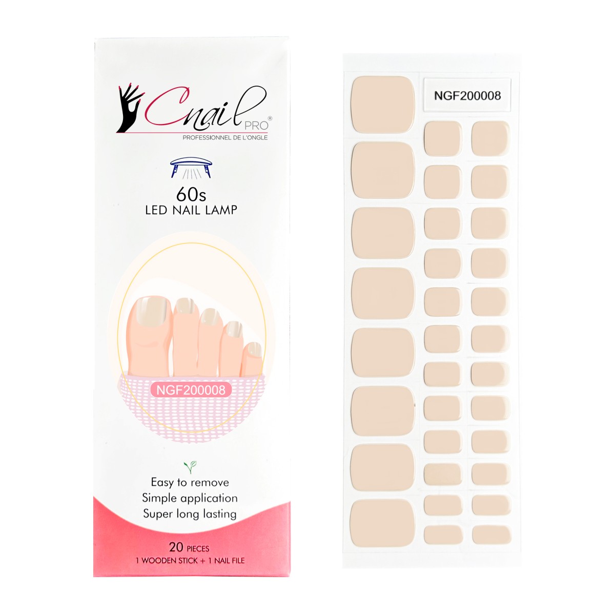 Semi-Cured Gel Nail Wraps Feet NGF08
