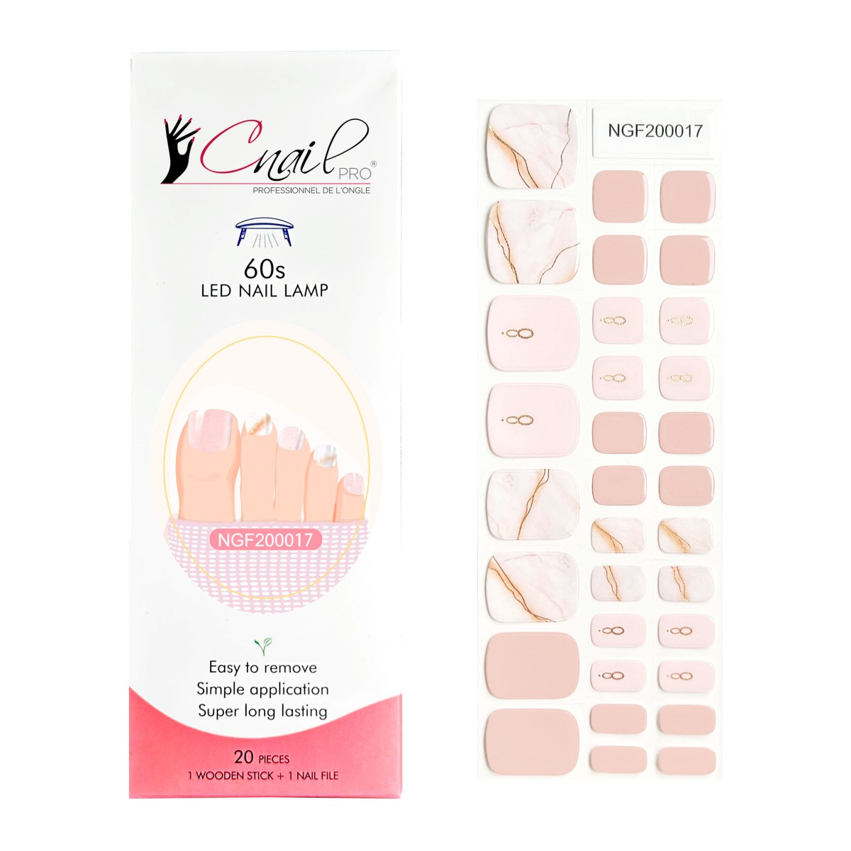 Semi-Cured Gel Nail Wraps Feet NGF17