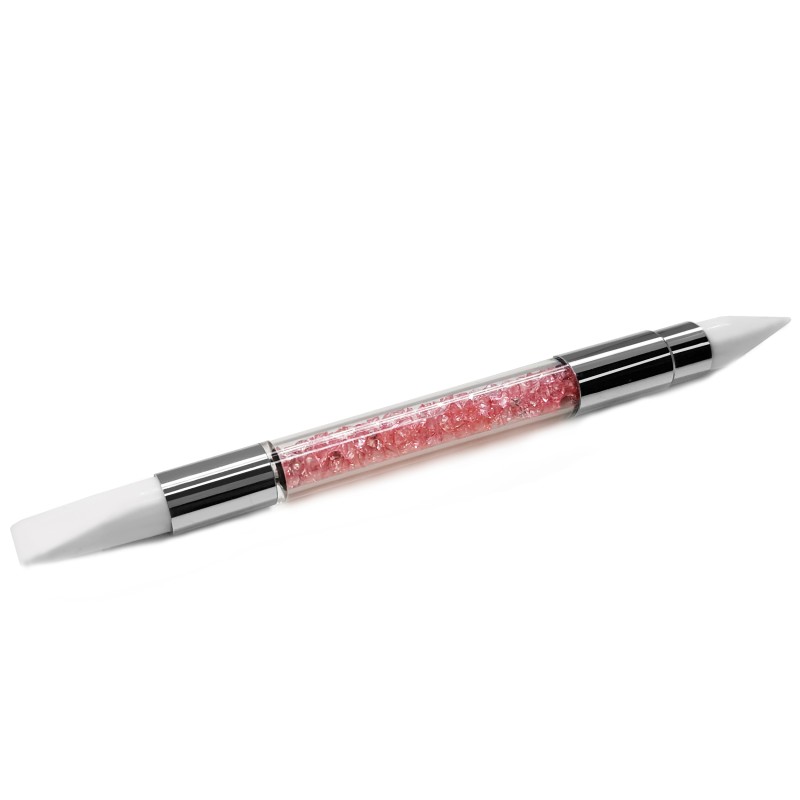 Pinceau Silicone double strass rose