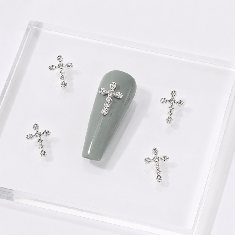 3D Strassschmuck Silberkreuz