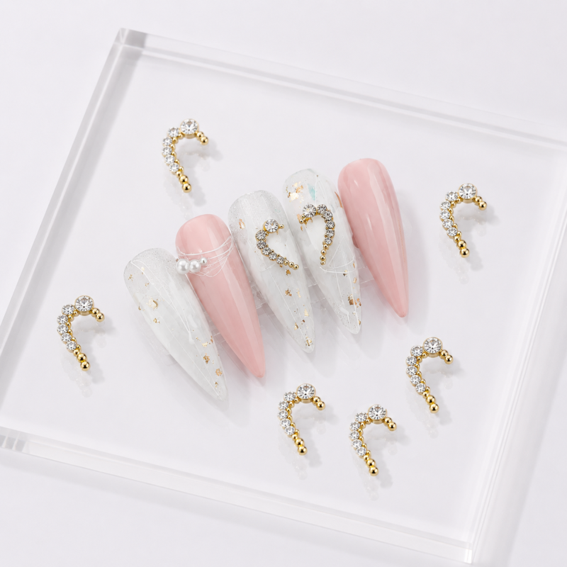 Bijoux 3D Demi-Coeur Strass
