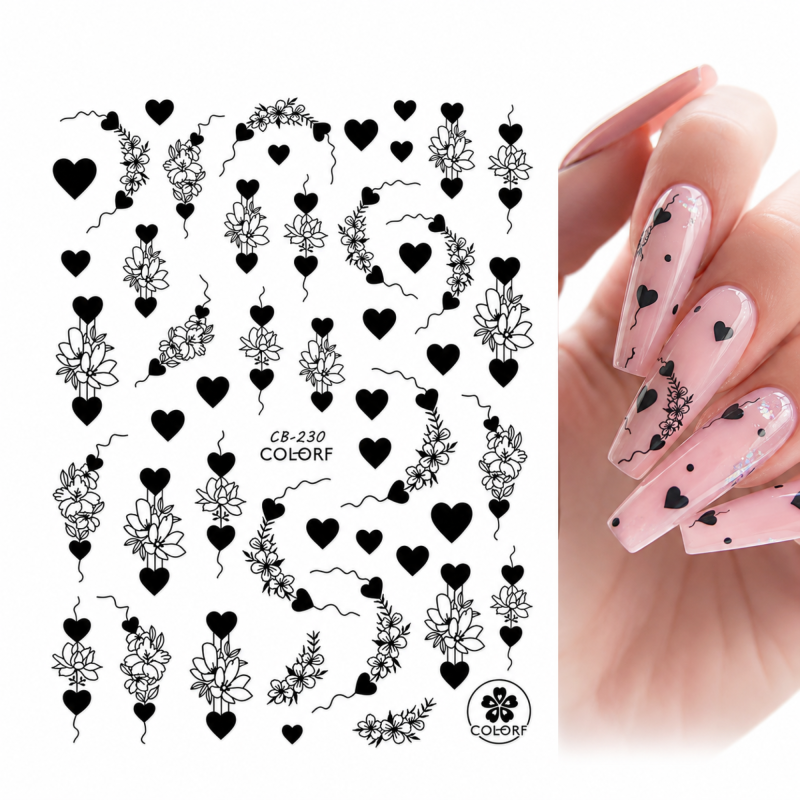 Stickers coeurs/fleurs CB-230