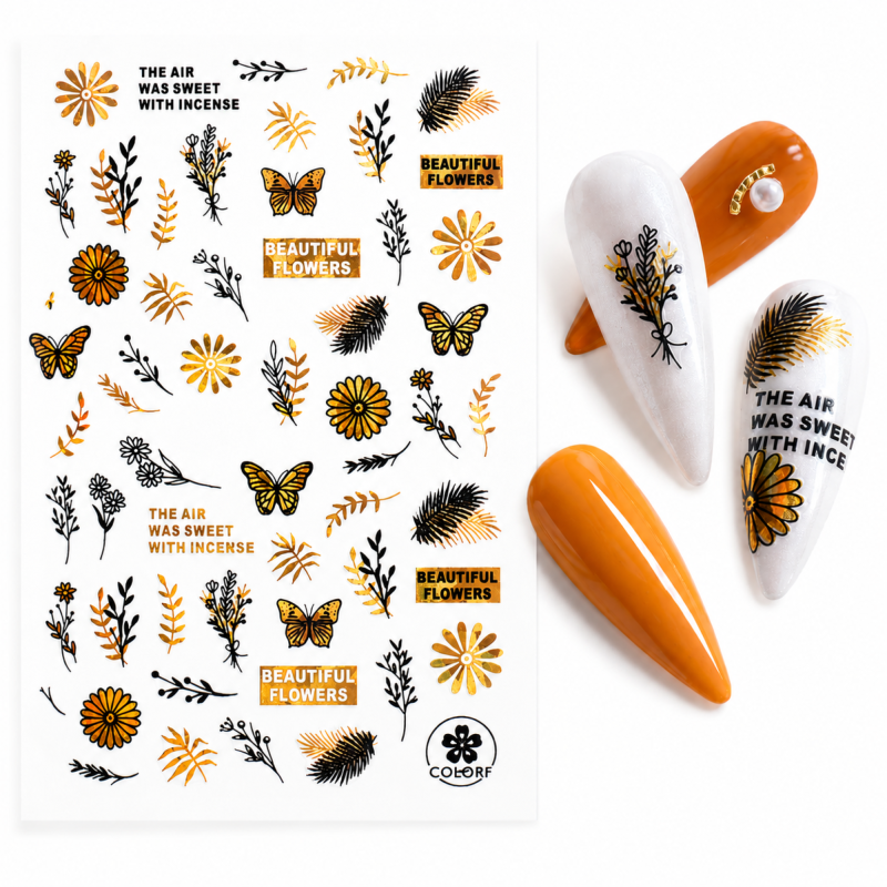Stickers Blätter Gold CJ-010