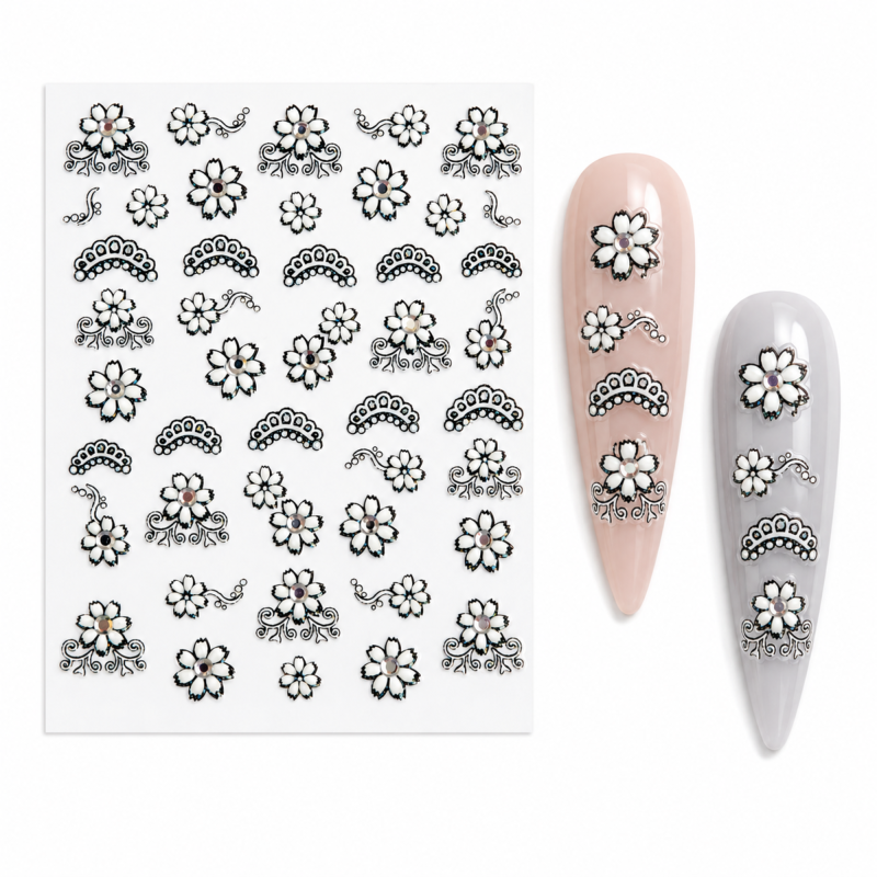 Stickers Blume Weiss und Spitze