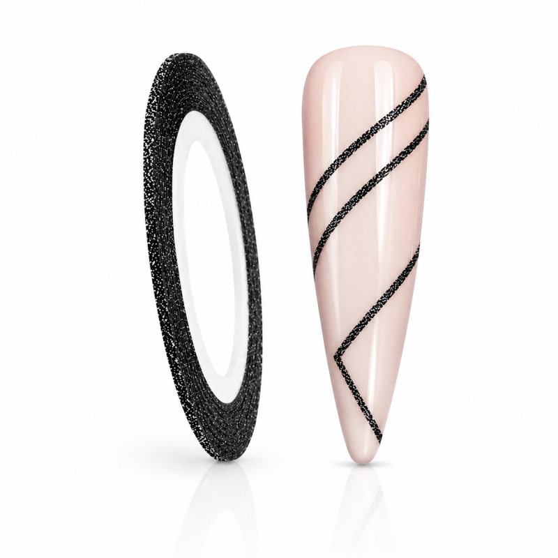 Faden Nail-Art Schwarz Glitter