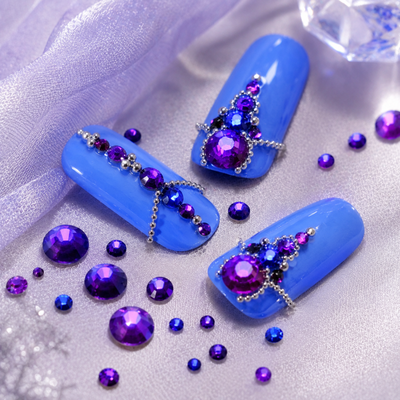 Diamants à facette violet de différentes tailles