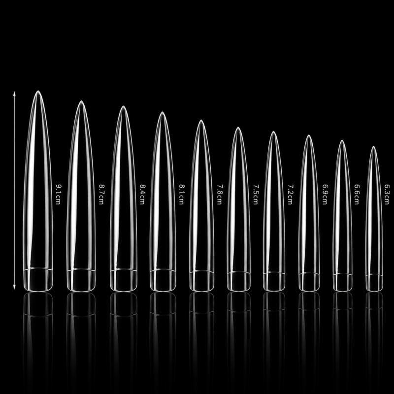 200x Tips Stiletto Durchischtig