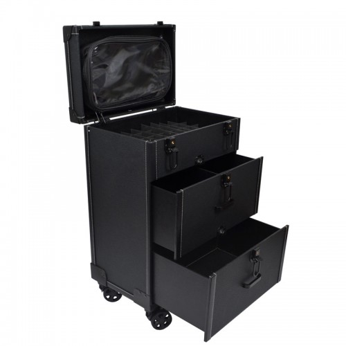 Beauty Case Luxus Trolley Schwarz