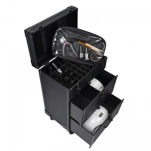 Beauty Case Luxus Trolley Schwarz