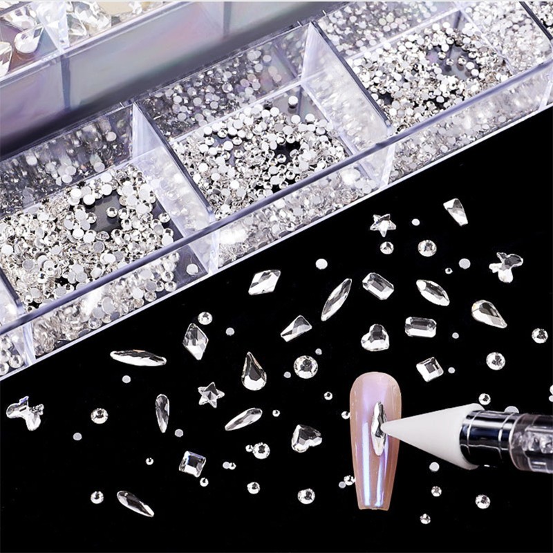 Luxus Silber Diamanten Box mit Wax Rhinestone Picker