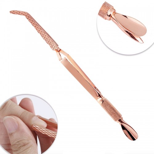 Metallzange zum pinchen mit Nagelhautschieber Roségold