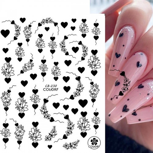 Stickers coeurs/fleurs CB-230