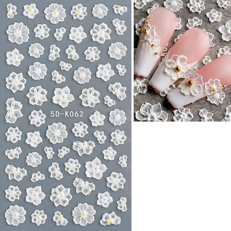 Stickers 5D fleurs blanches...