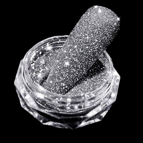 Poudre de diamant argentée scintillante
