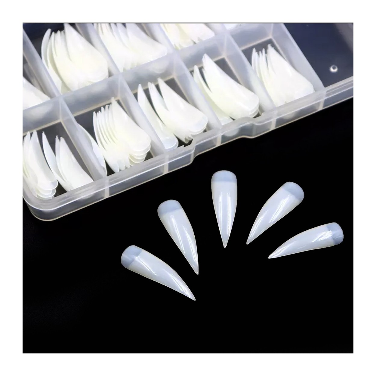 100x Tips Stiletto Natural Kralle
