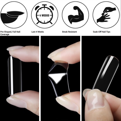 Soft Gel Tips Medium Square Clear