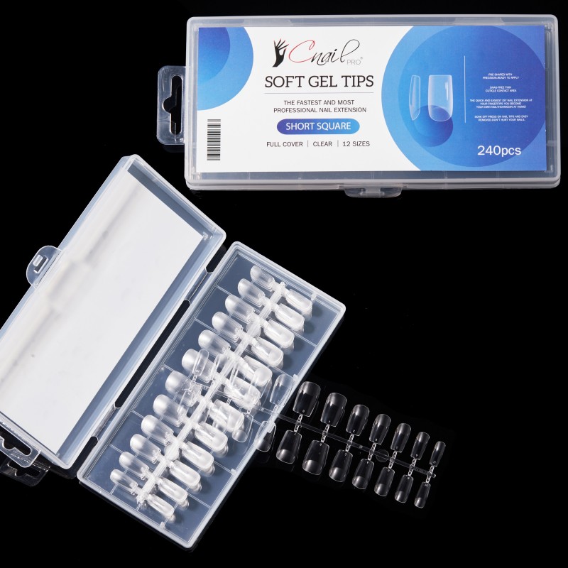 Soft Gel Tips Short Square Clear