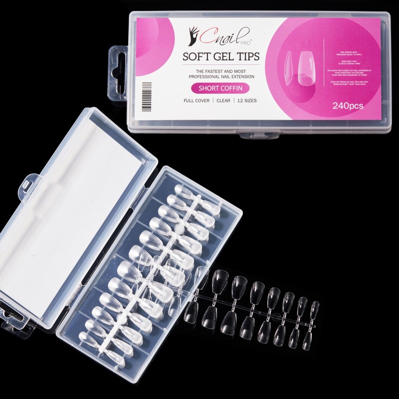 Soft Gel Tips Short Coffin Clear